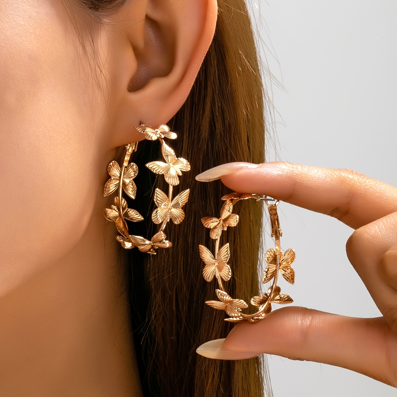 Geometric Simple Butterfly Hoop Earrings